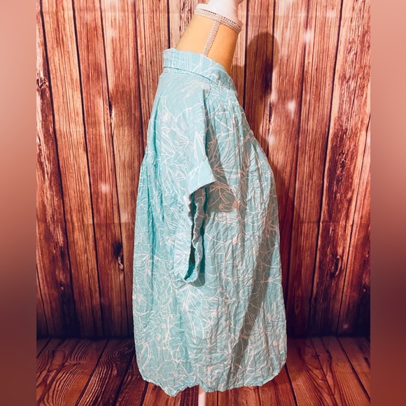 Women’s 0X Blouse ANA Button Down Short Sleeves Floral Crushed Texture Soft - Picture 4 of 11